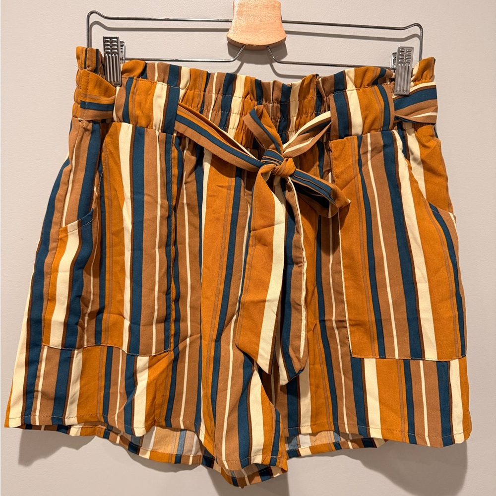 Striped Women's Shorts with Tie Waist
